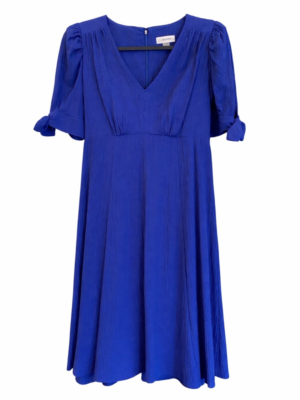 Calvin Klein Royal Blue Empire-Waist V-Neck Midi Dress Size 8